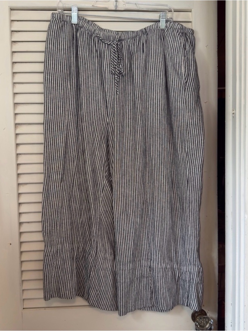 A New Day Striped Wide Leg Linen Blend Pants Size XXL Blue White High Rise